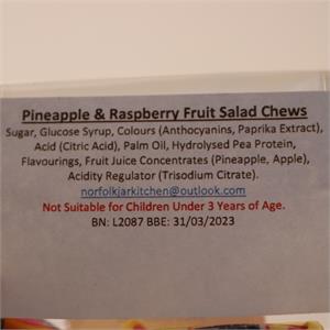Norfolk Jar Kitchen Pineapple & Raspberry Fruit Salad Chews Sweet Bag